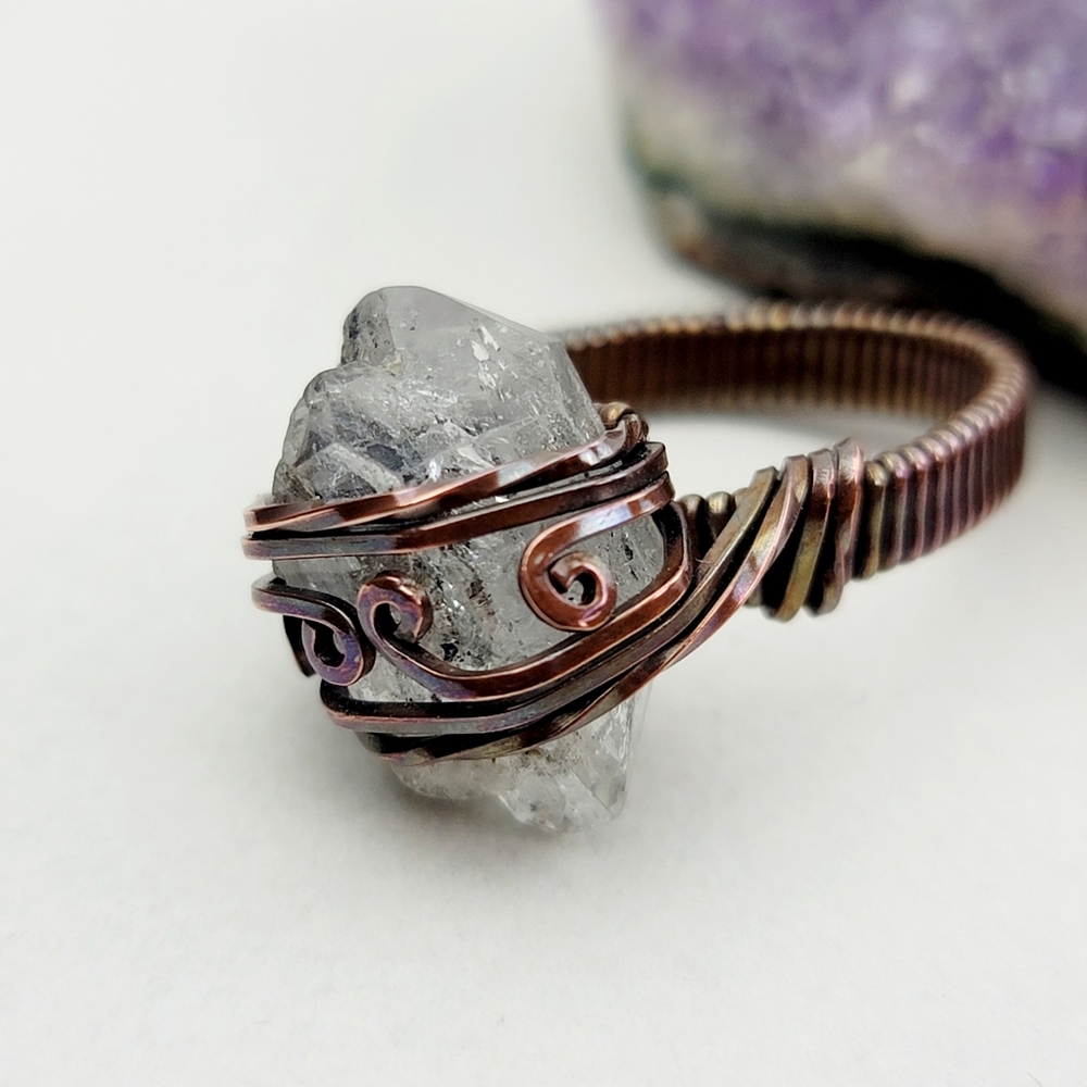 Soul Purpose • Herkimer Diamond Ring Jewelry Men Women Size 9 Copper Crystal